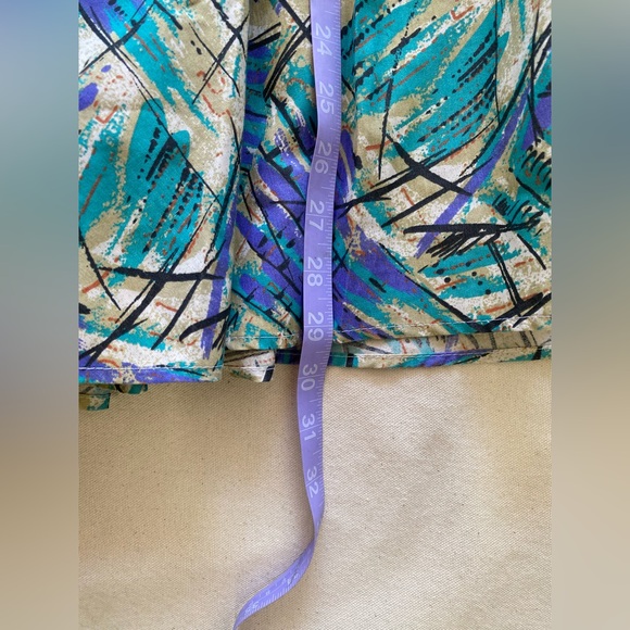 Caliche Vintage 80s Printed Design 3/4 Sleeve Pockets Collared Shirt Dress 12 - Picture 7 of 9